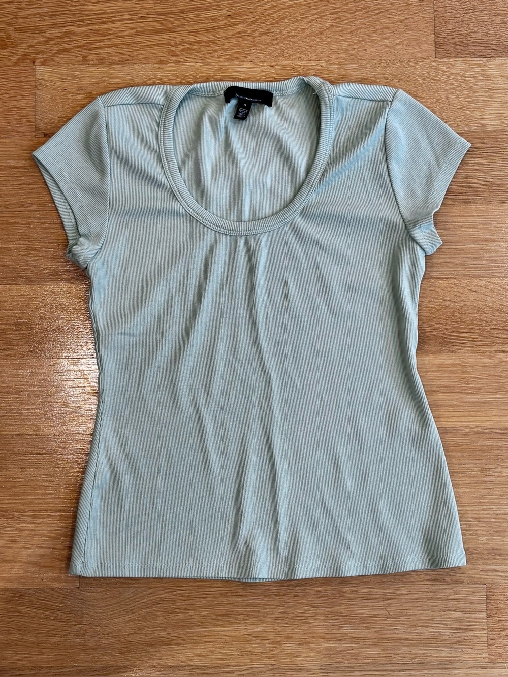 INC International Concepts Light Mint Ribbed Scoop Neck Tee